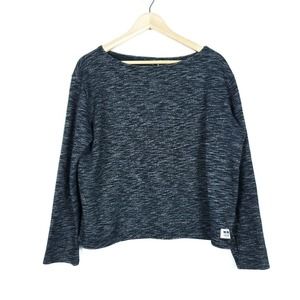 Wood Wood Womens Sweater Large Gray Heather Black Cotton Boat Neck Top Pullover